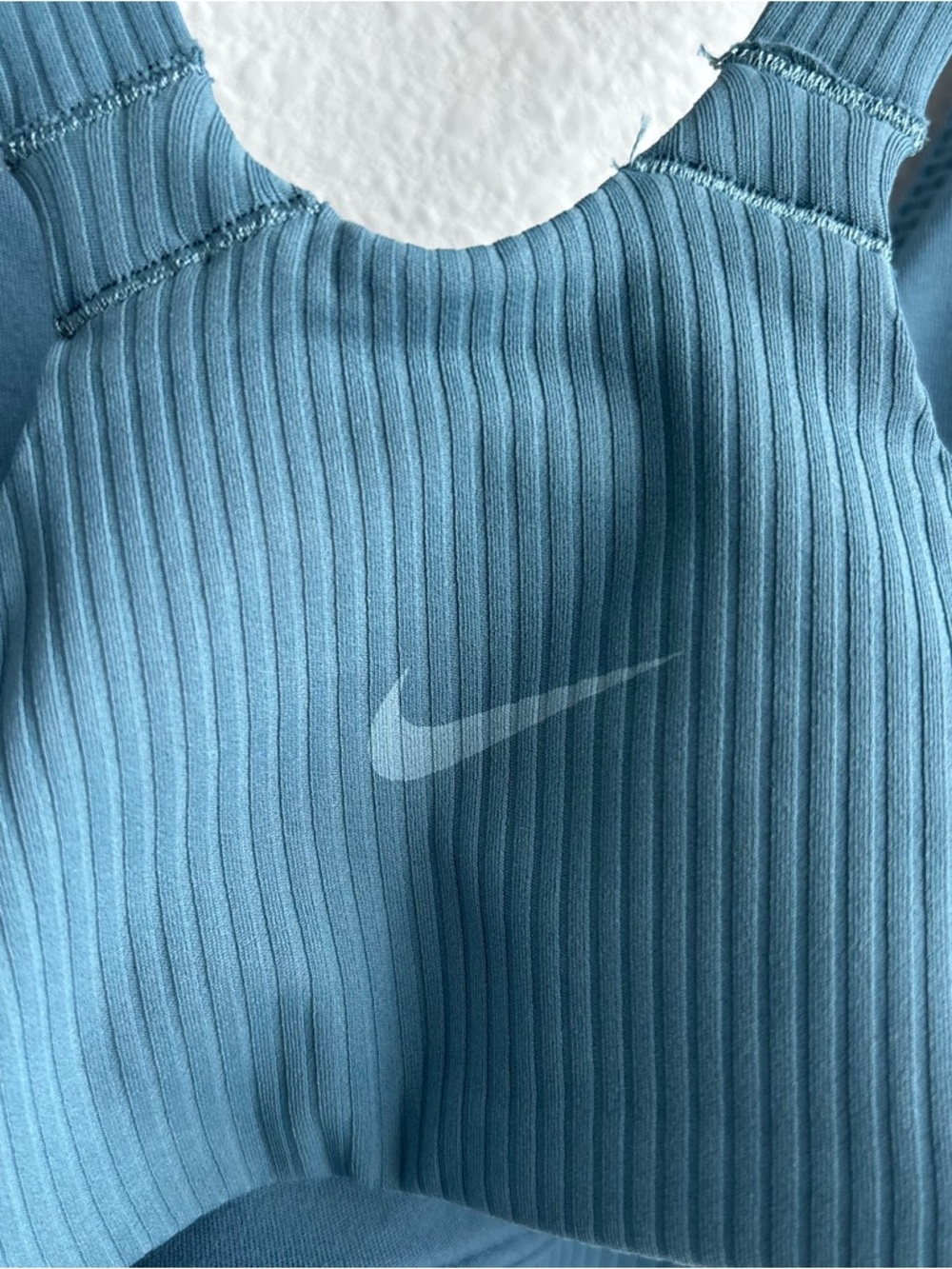NWT Nike Zenvy in Sky Blue Ribbed V‑Neck Cutout Wireless Racerback Sports Bra Sm - Picture 9 of 12